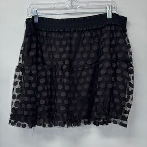 Topia Black Ruffled Skirt Mesh Tulle Polka Dot Tiered Skirt Plus Size 2XL Goth